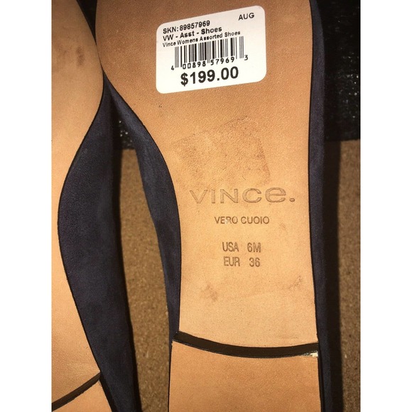VINCE BRANINE Women's Blue Suede/ Nappa Leather Flat Loafer Slip Ons Size 6 - Picture 11 of 11